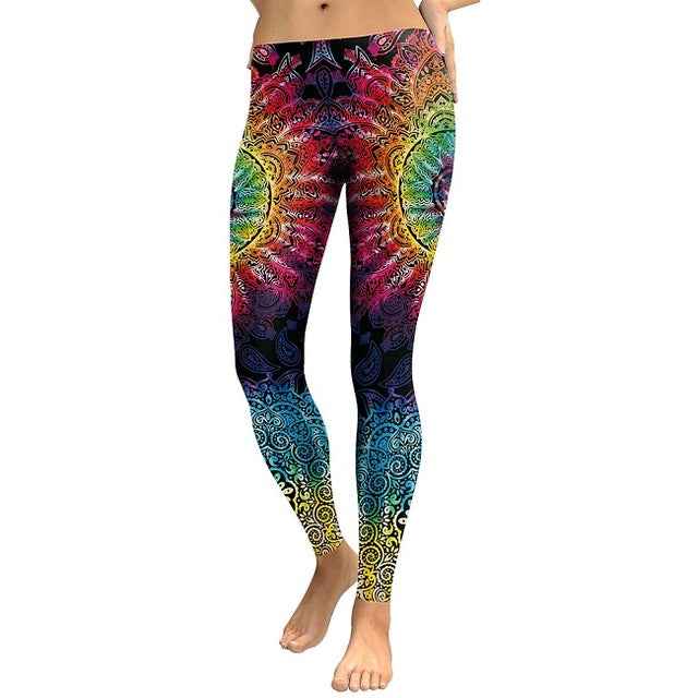 Women Leggings Mandala Flower 3D Printed Pants
