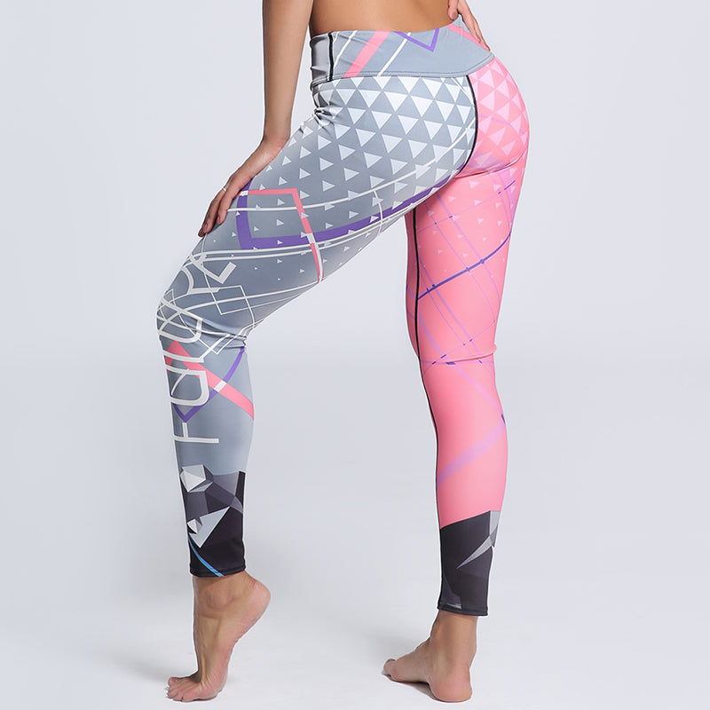 Multicolor Leggings Women Workout Pants Fashion Triangle-Plus Size